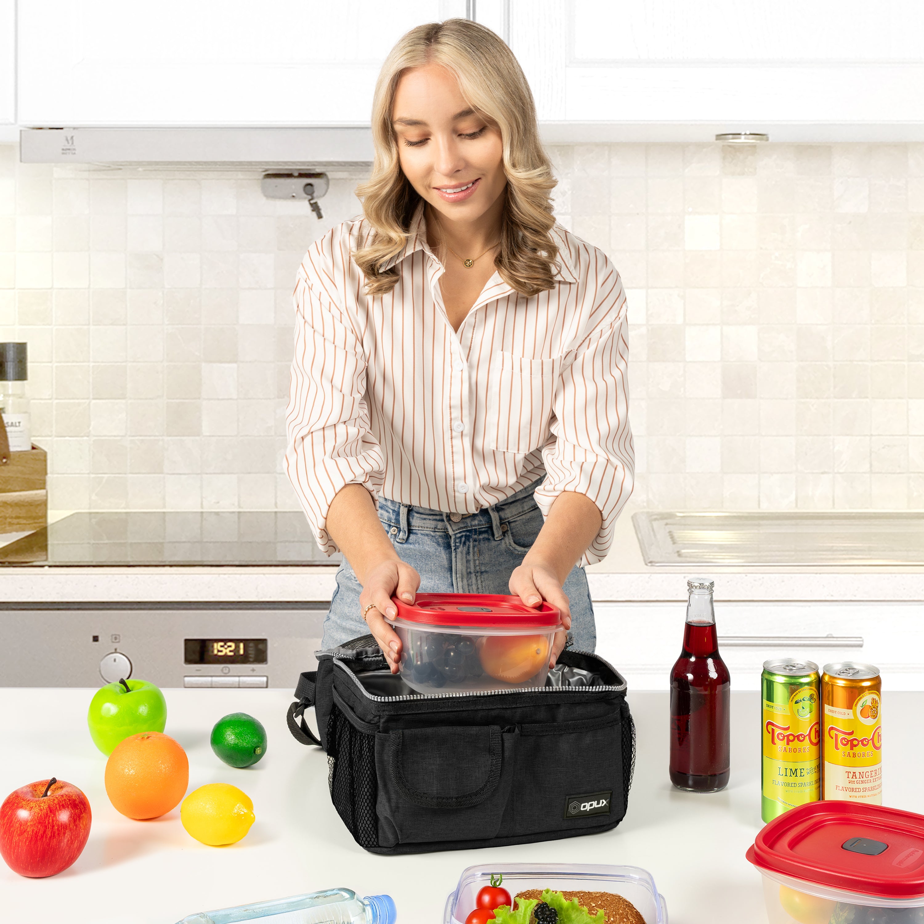 Two-Sided Double Deck Insulated Lunch Box - 16 Cans – OPUX Two-Sided Double Deck Insulated Lunch Box - 16 Cans – OPUX