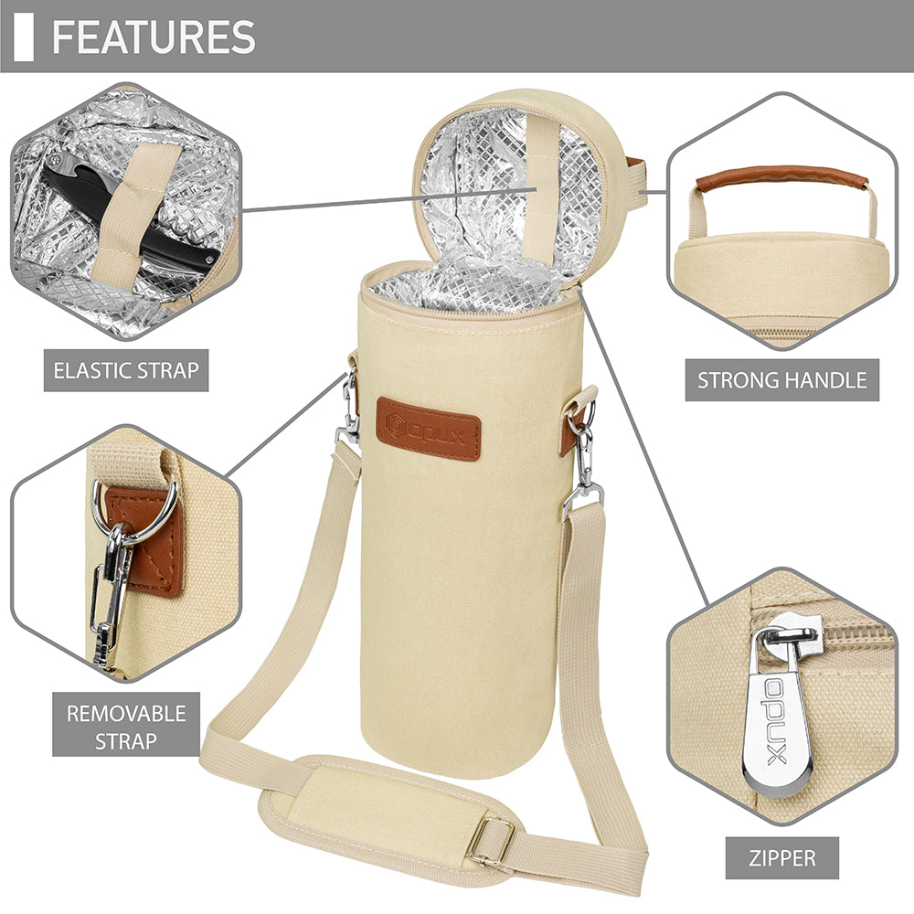 OPUX Insulated Single Wine Bottle Carrier Bag