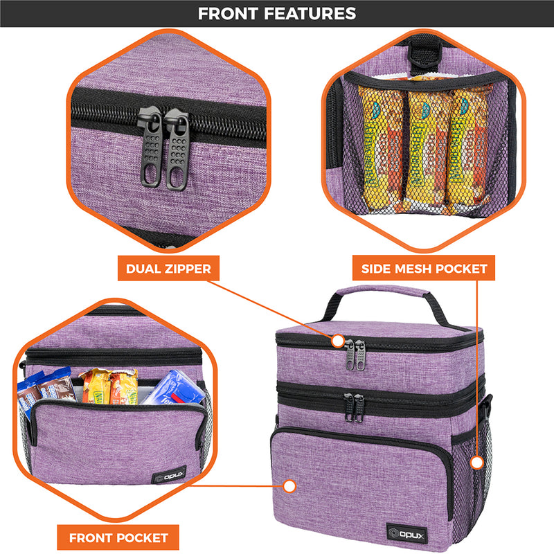 Double Deck Front Pocket Insulated Leakproof Lunch Box - 18 Cans
