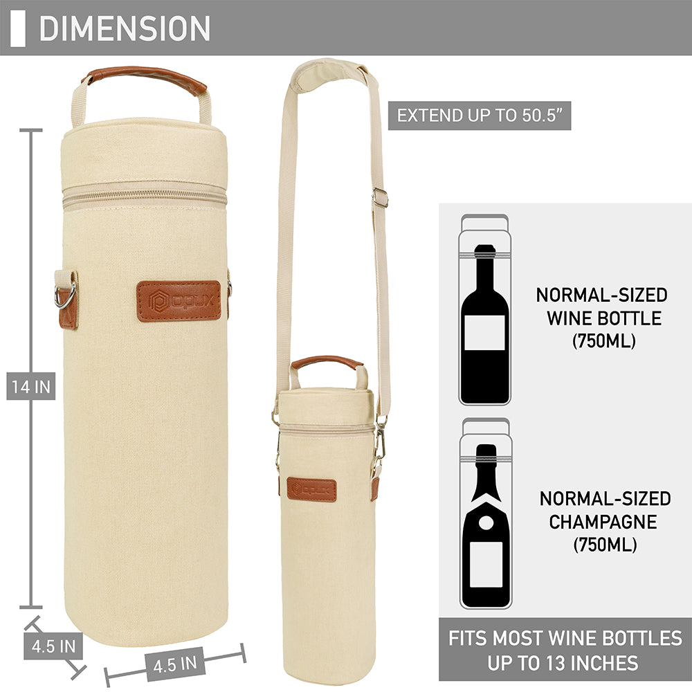 OPUX Insulated Single Wine Bottle Carrier Bag - Thumbnail 3
