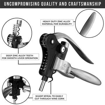 Wine Bottle Opener Corkscrew wine opener Set – Luxiluxy [2023 upgraded,  does NOT break!] Including Foil Cutter, Bottle Stopper, Opener Stand and  Extra