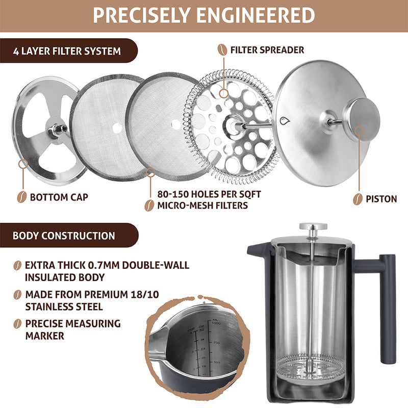 Stainless Steel Double-Wall Insulated French Press