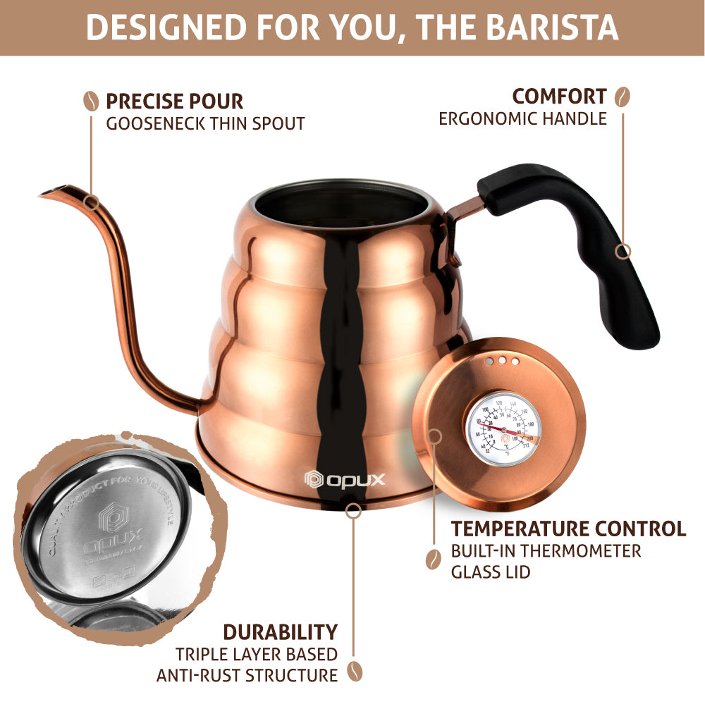 Pour Over Gooseneck Kettle with Thermometer – OPUX