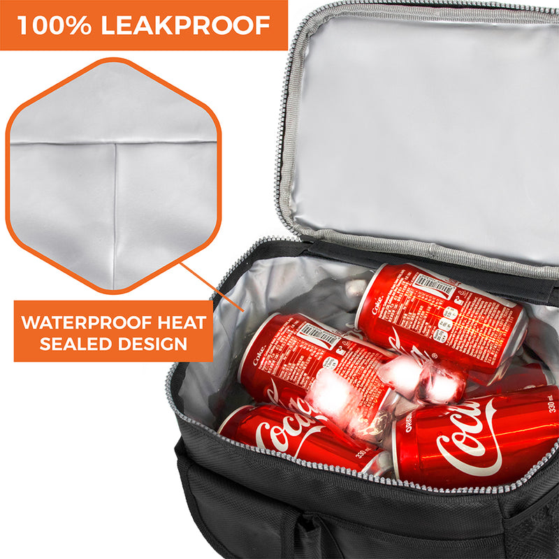 Leakproof Insulated Large Lunch Box with Front Pocket - 18 Cans