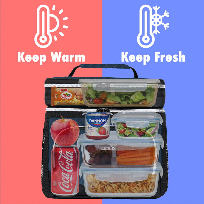Dual Compartment Insulated Leakproof Lunch Box - 12 Cans