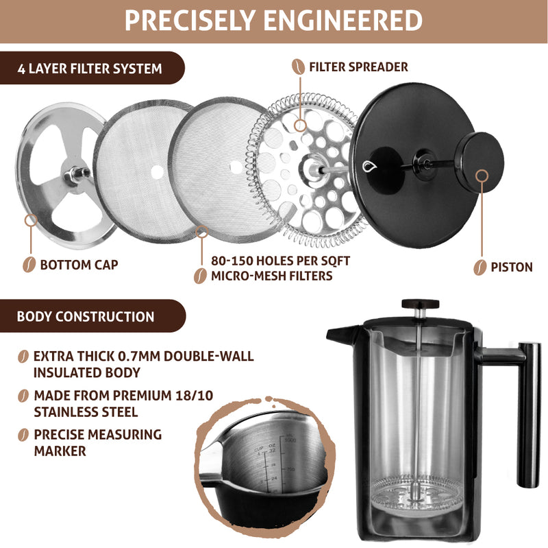 Stainless Steel Double-Wall Insulated French Press