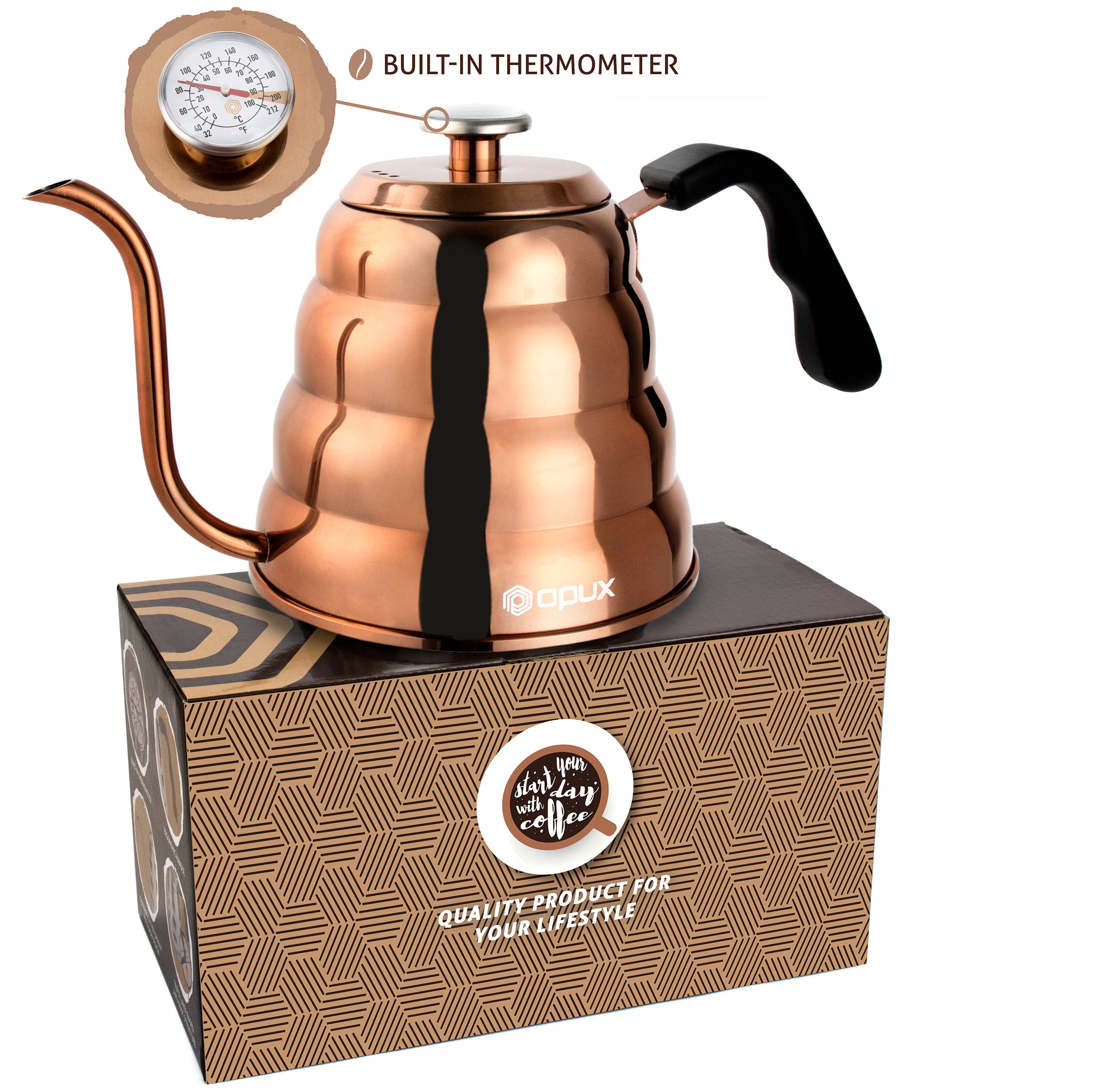 Gooseneck Pour Over Coffee Kettle with Thermometer - Thumbnail 5