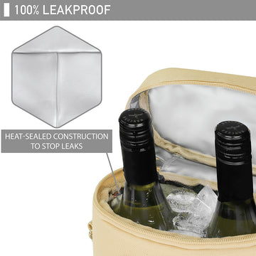  OPUX 2 Bottle Wine Bag Carrier Tote, Leakproof Insulated Wine  Cooler Bag for Travel, BYOB, Picnic