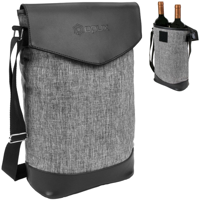 2 Bottle Wine Carrier Bag with Flap