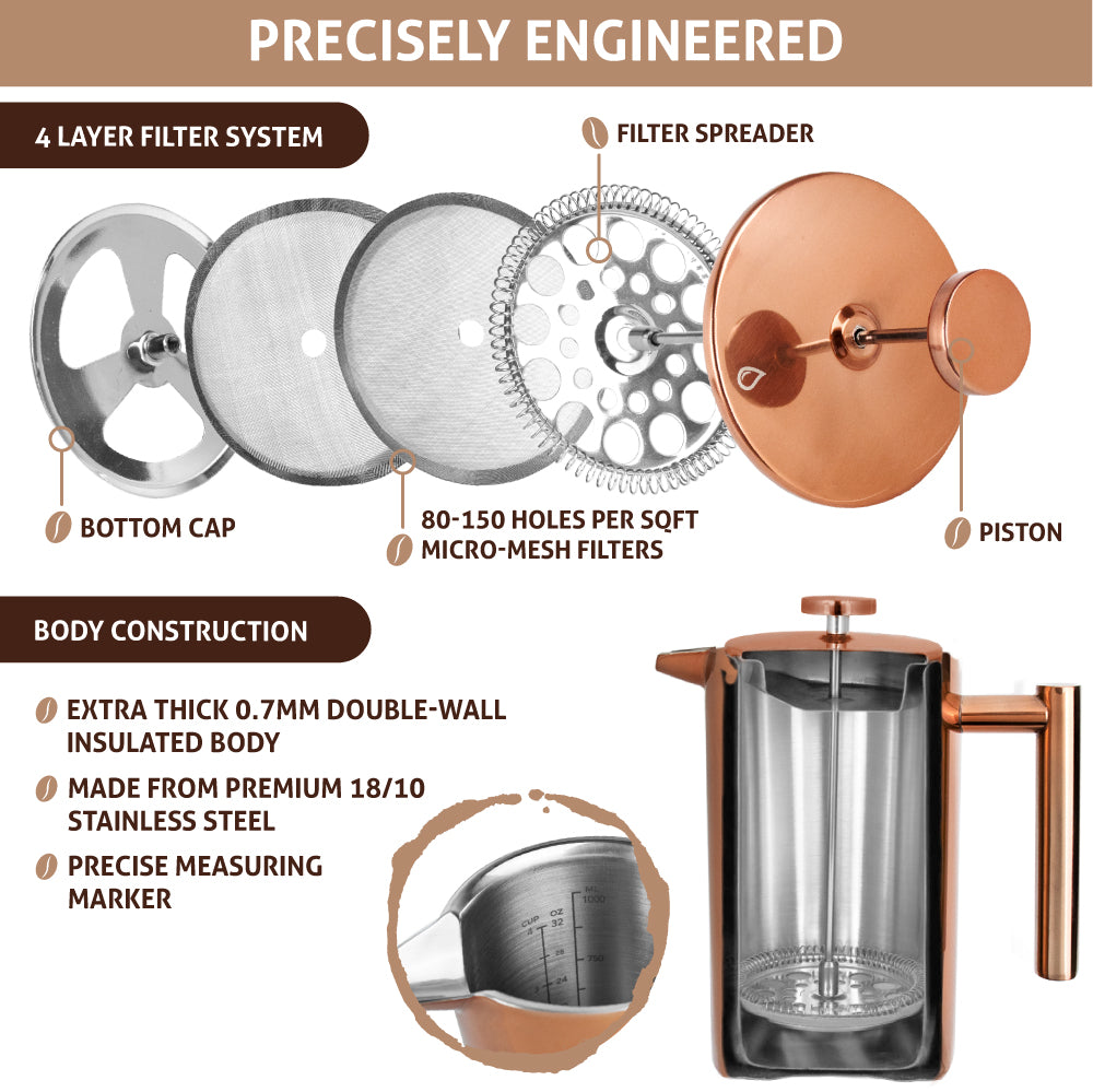 Stainless Steel Insulated French Press – OPUX