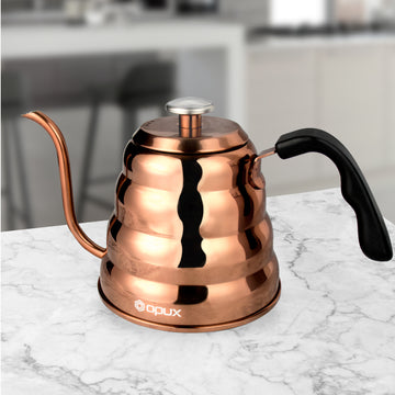 OPUX Gooseneck Kettle for Pour Over Coffee Copper Kettle for Coffee Tea with Thermometer